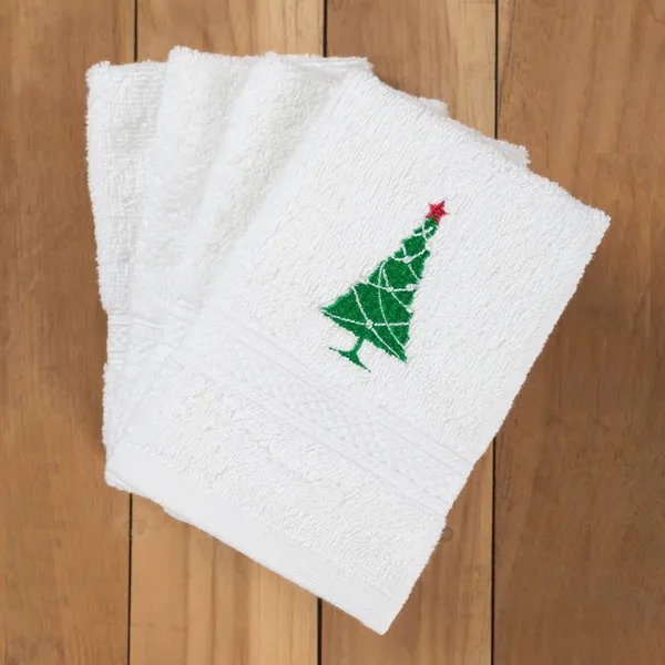 Off_White_Christmas_Tree_Embroidery_Ultralux_Face_Towels_(Set_Of_4)