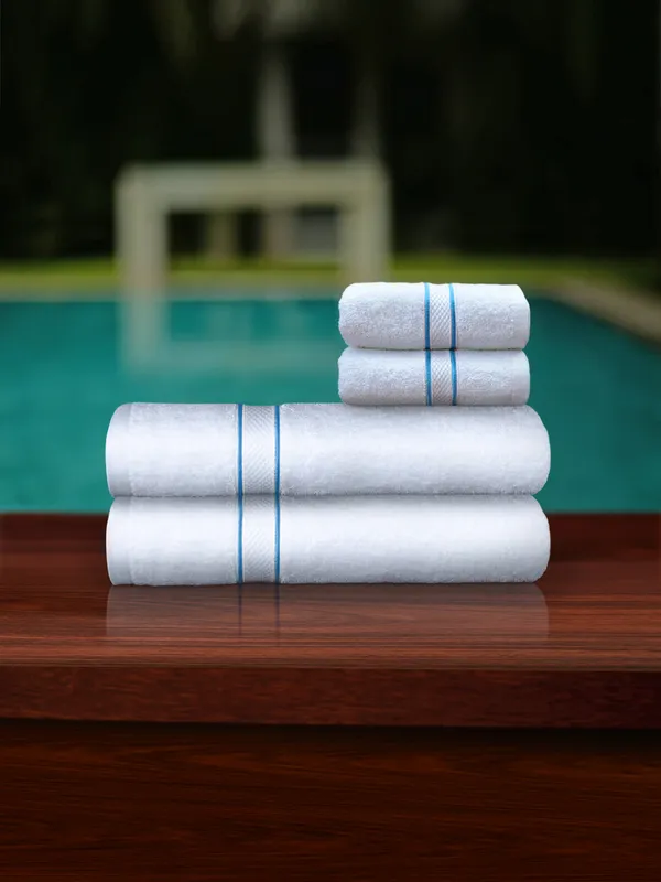 White_Cording_Towel_Set_Of_4_Includes_2_Bath_Towels_And_2_Hand_Towels_Soft_Absorbent_Quick_Dry_100_Percent_Cotton_Towels_70X140_Cm_28X55_In_Bath_41_X_66_Cm_16_X_26_In_Hand_For_Bathroom_Spa