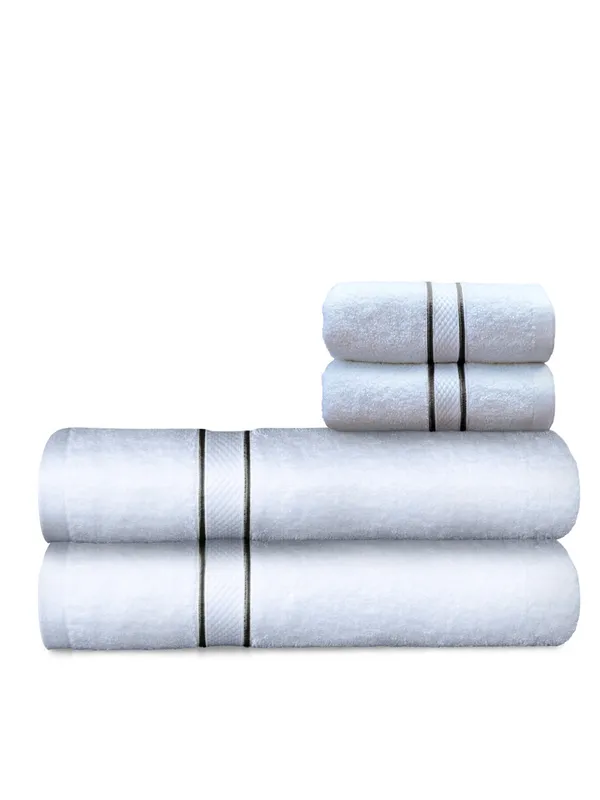White_Cording_Towel_Set_Of_4_Includes_2_Bath_Towels_And_2_Hand_Towels_Soft_Absorbent_Quick_Dry_100_Percent_Cotton_Towels_70_X_140_Cm_Bath_41_X_66_Cm_Hand_For_Bathroom_Spa_And_Daily_Use