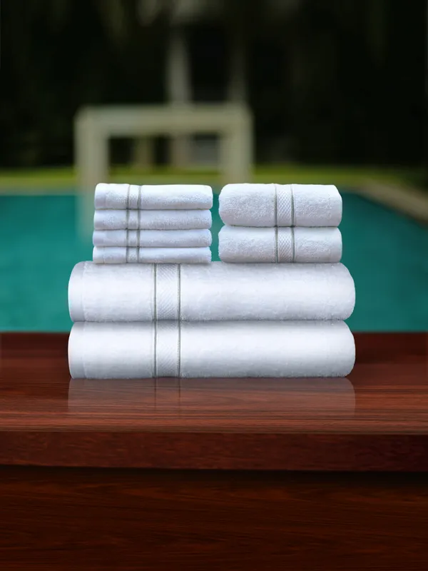 White_Cording_Towel_Includes_2_Bath_Towels_2_Hand_Towels_4_Face_Towels_Soft_Absorbent_Quick_Dry_100_Percent_Cotton_Towels_70_X_140_Cm_Bath_41_X_66_Cm_Hand_33X33_Cm_Face_For_Bathroom_Spa_(Set_Of_8)