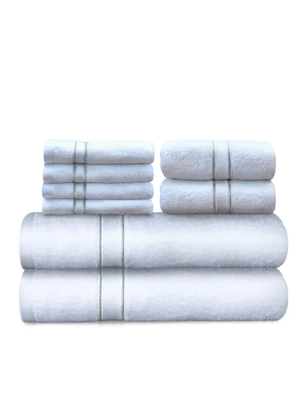 White_Cording_Towel_Includes_2_Bath_Towels_2_Hand_Towels_4_Face_Towels_Soft_Absorbent_Quick_Dry_100_Percent_Cotton_Towels_70_X_140_Cm_Bath_41_X_66_Cm_Hand_33X33_Cm_Face_For_Bathroom_Spa_(Set_Of_8)