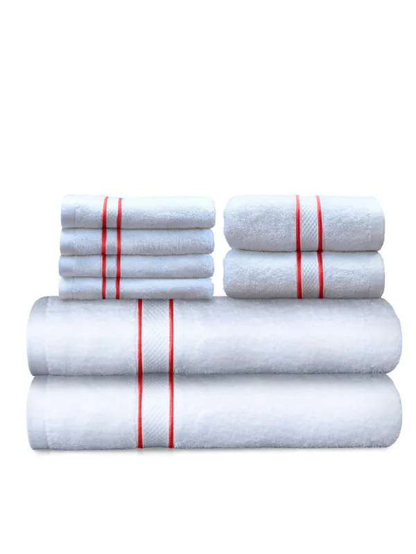 White_Cording_Towel_Includes_2_Bath_Towels_2_Hand_Towels_4_Face_Towels_Soft_Absorbent_Quick_Dry_100_Percent_Cotton_Towels_70X140_Cm_Bath_41_X_66_Cm_Hand_33X33_Cm_Face_For_Bathroom_(Set_Of_8)
