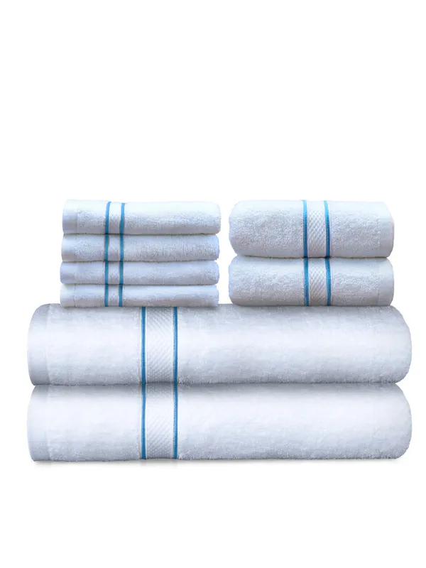 White_Cording_Towel_Includes_2_Bath_Towels_2_Hand_Towels_4_Face_Towels_Soft_Absorbent_Quick_Dry_100_Percent_Cotton_Towels_70X140_Cm_Bath_41_X_66_Cm_Hand_33X33_Cm_Face_For_Bathroom_(Set_Of_8)