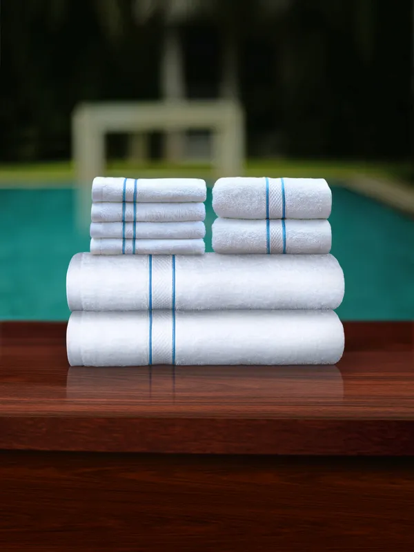 White_Cording_Towel_Includes_2_Bath_Towels_2_Hand_Towels_4_Face_Towels_Soft_Absorbent_Quick_Dry_100_Percent_Cotton_Towels_70X140_Cm_Bath_41_X_66_Cm_Hand_33X33_Cm_Face_For_Bathroom_(Set_Of_8)