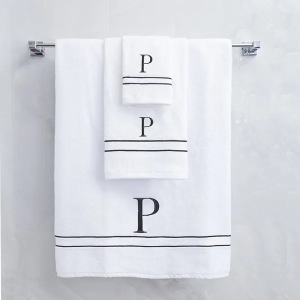 White_Monogrammed_Initial_P_Ultralux_Cotton_Bath_Hand_Face_Towels_Soft_Quick_Dry_Absorbent_Towels_For_Bathroom_Spa_Hotel_Gym_Personalized_Towel