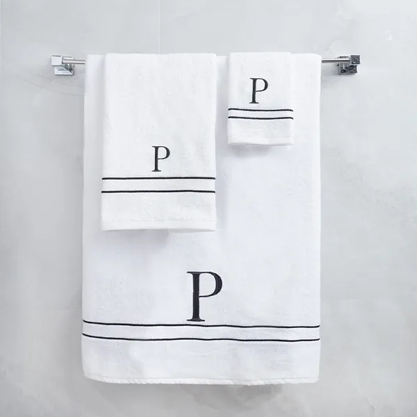 White_Monogrammed_Initial_P_Ultralux_Cotton_Bath_Hand_Face_Towels_Soft_Quick_Dry_Absorbent_Towels_For_Bathroom_Spa_Hotel_Gym_Personalized_Towel