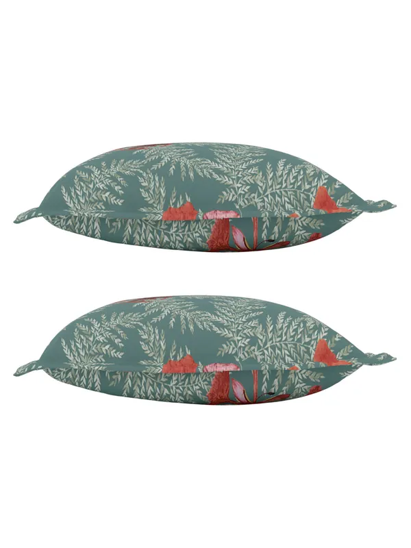 Green_Soft_Comfort_Pillow_Covers_Set,_Poinciana_Teal_100_Percent_Cotton_2_Pillow_Covers_18X27_Inch