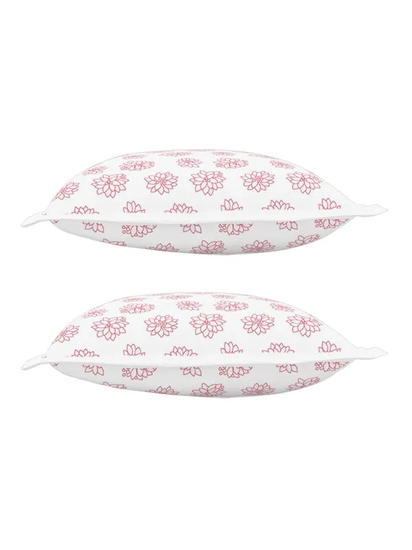 White_And_Pink_Soft_Comfort_Pillow_Covers_Set,_Acadia_100_Percent_Cotton_2_Pillow_Covers_18X27_Inch