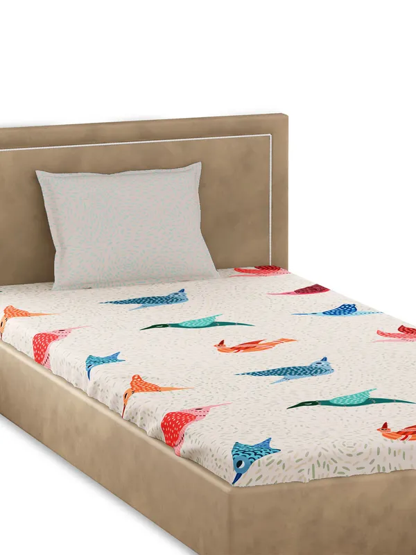 Off_White_Premium_Single_Size_Bedsheet,_Gondi_Bird_300_Tc_100_Percent_Cotton_1_Pillow_Cover