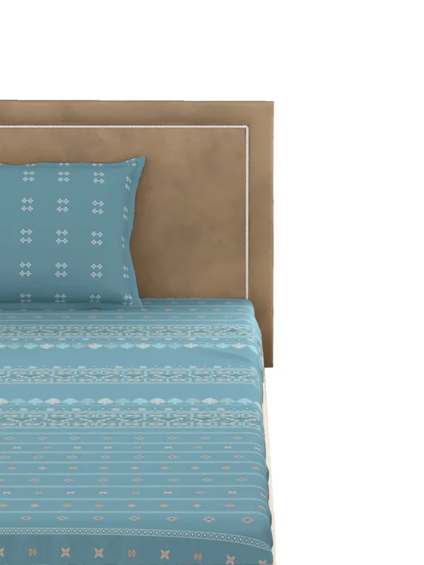 Green_Premium_Single_Size_Bedsheet,_Hooghly_300_Tc_100_Percent_Cotton_1_Pillow_Cover