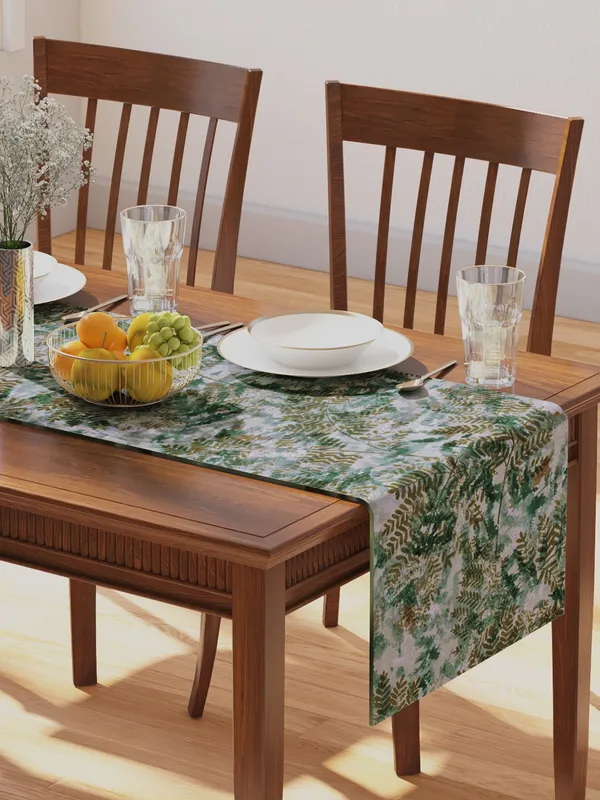 Light_Green_100%_Cotton_Printed_Table_Runner_70In_X_13In_Fern_Green_Collection_Soft_Durable_Breathable_Nature-Inspi_Design_Elegant_Machine_Washable_Stylish