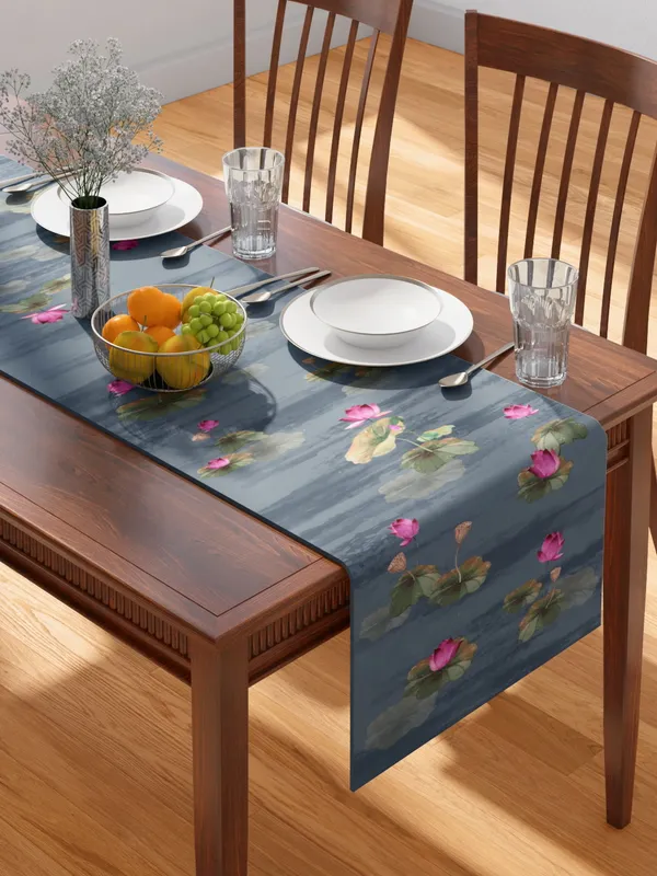 Light_Green_100%_Cotton_Printed_Table_Runner_70In_X_13In_Lotus_Collection_Soft_Durable_Breathable_Nature-Inspi_Design_Elegant_Machine_Washable_Stylish