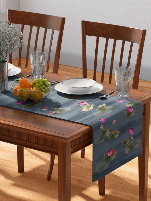 Light_Green_100%_Cotton_Printed_Table_Runner_70In_X_13In_Lotus_Collection_Soft_Durable_Breathable_Nature-Inspi_Design_Elegant_Machine_Washable_Stylish