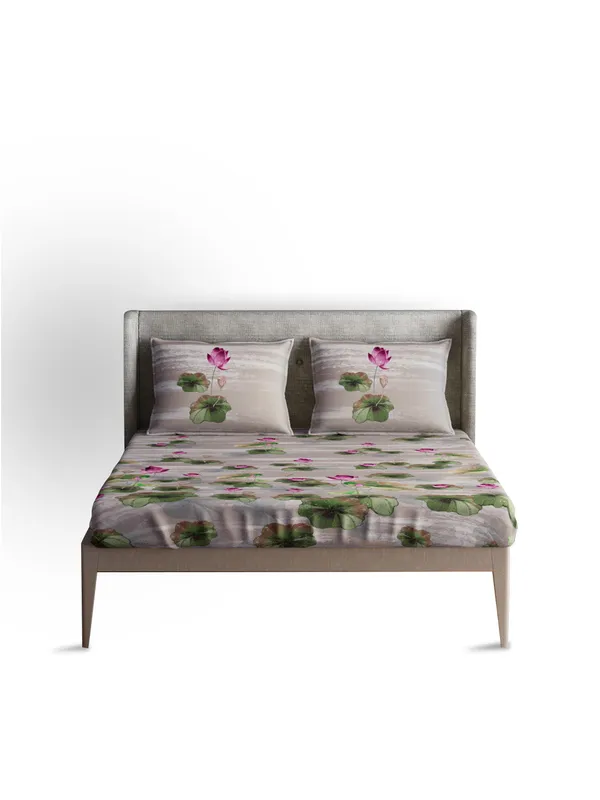 Grey_Premium_Queen_Size_Bed_Sheet,_Lotus_Sand_300_Tc_100_Percent_Cotton_2_Pillow_Covers