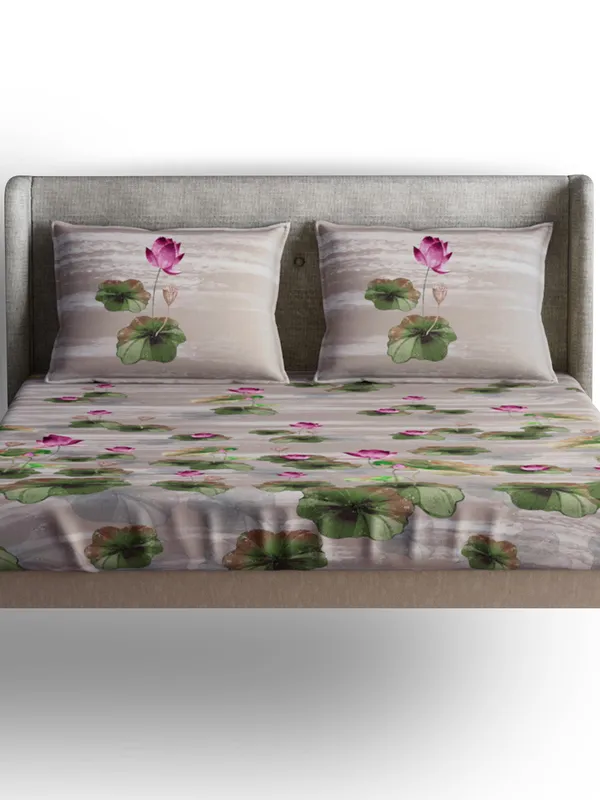 Grey_Premium_Queen_Size_Bed_Sheet,_Lotus_Sand_300_Tc_100_Percent_Cotton_2_Pillow_Covers