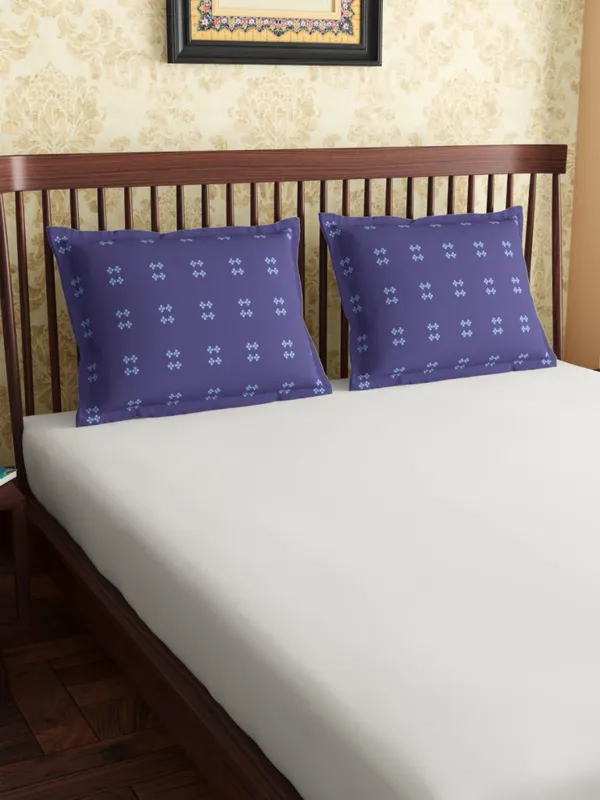 Blue_Soft_Comfort_Pillow_Covers_Set,_Hooghly_Navy_100_Percent_Cotton_2_Pillow_Covers_18X27_Inch