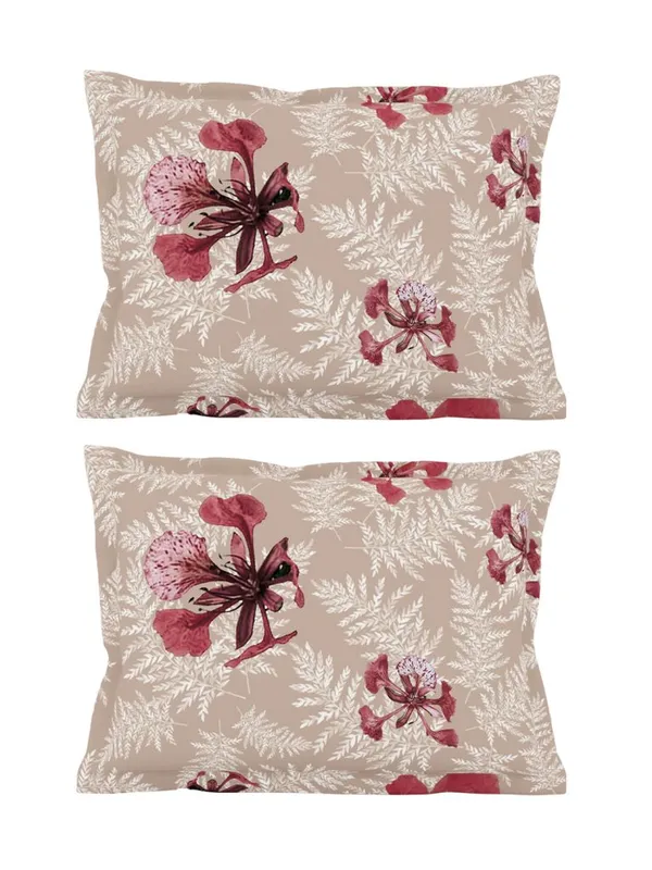 Beige_Soft_Comfort_Pillow_Covers_Set,_Poinciana_Beige_100_Percent_Cotton_2_Pillow_Covers_18X27_Inch