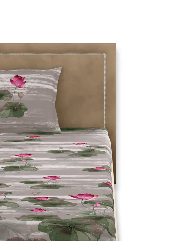 Beige_Premium_Single_Size_Bedsheet,_Lotus_Sand_300_Tc_100_Percent_Cotton_1_Pillow_Cover