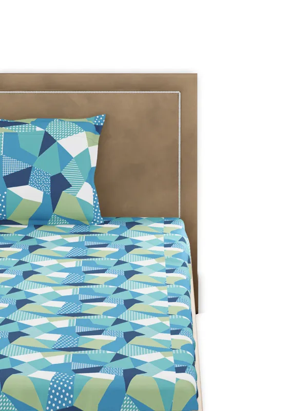 Green_Premium_Single_Size_Bedsheet,_Origami_300_Tc_100_Percent_Cotton_1_Pillow_Cover