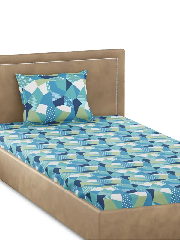 Green_Premium_Single_Size_Bedsheet,_Origami_300_Tc_100_Percent_Cotton_1_Pillow_Cover