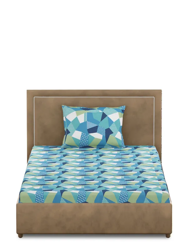 Green_Premium_Single_Size_Bedsheet,_Origami_300_Tc_100_Percent_Cotton_1_Pillow_Cover