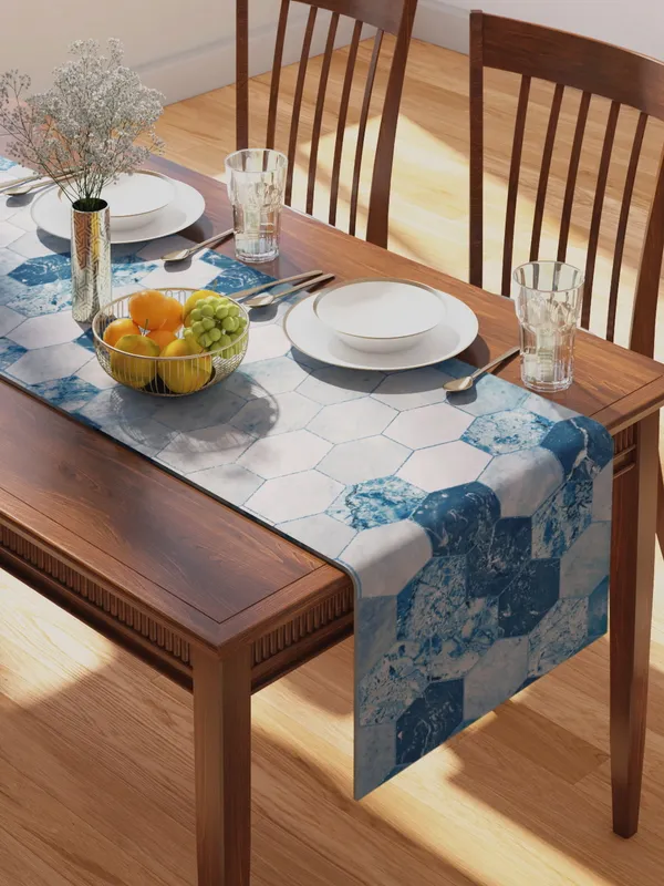 Light_Green_100%_Cotton_Printed_Table_Runner_70In_X_13In_Hexagon_Collection_Soft_Durable_Breathable_Nature-Inspi_Design_Elegant_Machine_Washable_Stylish