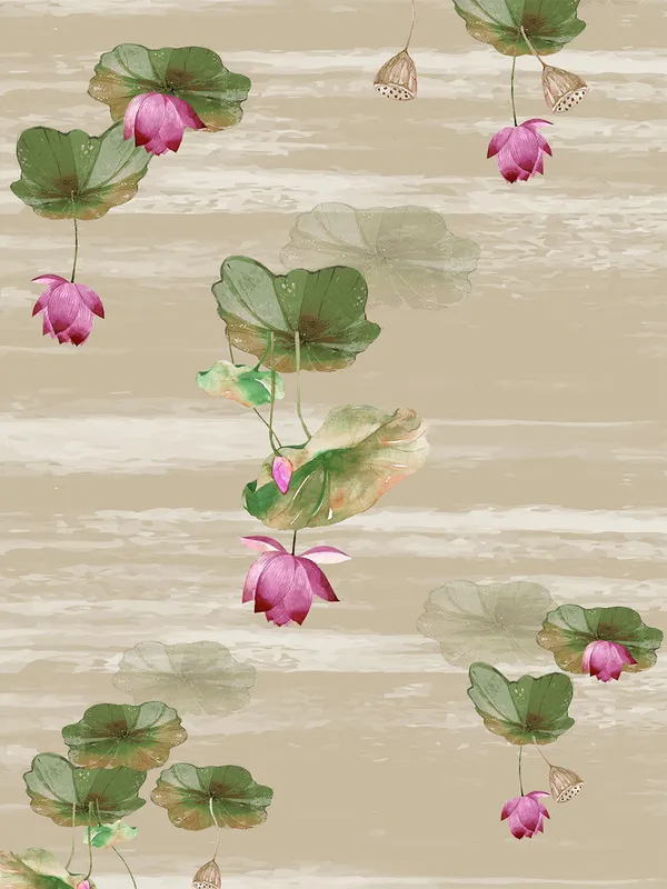Beige_100%_Cotton_Printed_Table_Runner_70In_X_13In_Lotus_Sand_Collection_Soft_Durable_Breathable_Nature-Inspi_Design_Elegant_Machine_Washable_Stylish