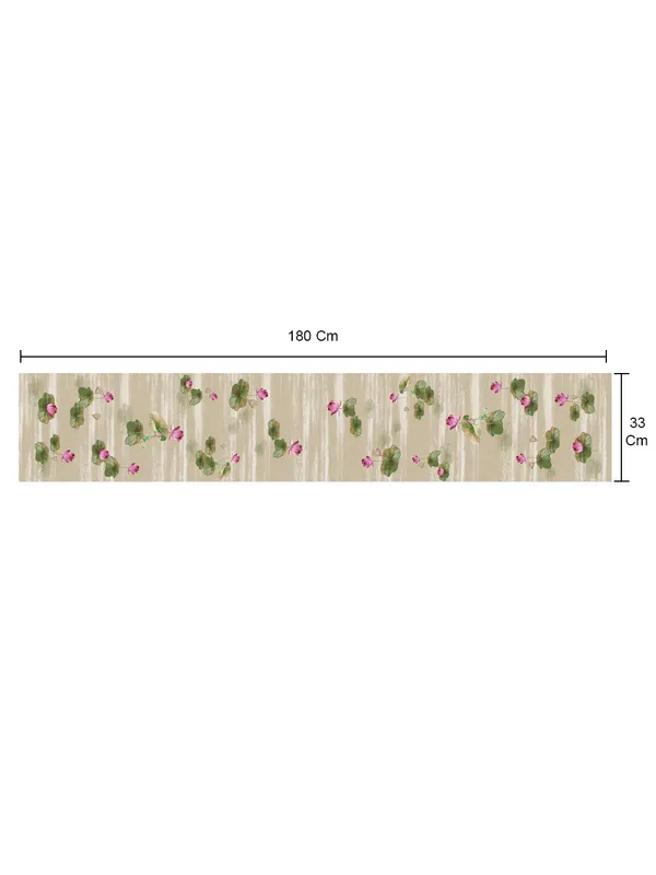Beige_100%_Cotton_Printed_Table_Runner_70In_X_13In_Lotus_Sand_Collection_Soft_Durable_Breathable_Nature-Inspi_Design_Elegant_Machine_Washable_Stylish