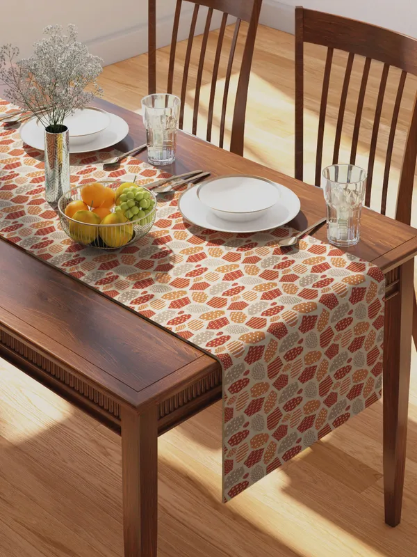 Beige_100_Percent_Cotton_Printed_Table_Runner_70In_X_13In_Mosaic_Burgundy_Collection_Soft_Durable_Breathable_Nature_Inspi_Design_Elegant_Dining_Table_Decor_Machine_Washable_Stylish