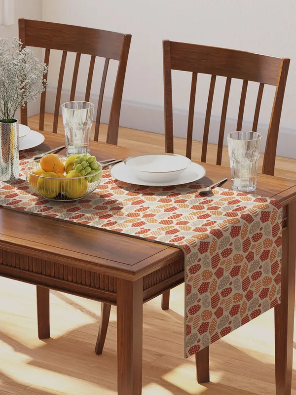 Beige_100_Percent_Cotton_Printed_Table_Runner_70In_X_13In_Mosaic_Burgundy_Collection_Soft_Durable_Breathable_Nature_Inspi_Design_Elegant_Dining_Table_Decor_Machine_Washable_Stylish