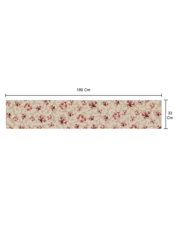Beige_100%_Cotton_Printed_Table_Runner_70In_X_13In_Poinciana_Beige_Collection_Soft_Durable_Breathable_Nature-Inspi_Design_Elegant_Machine_Washable_Stylish