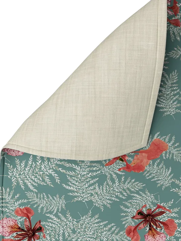 Green_100%_Cotton_Printed_Table_Runner_70In_X_13In_Poinciana_Teal_Collection_Soft_Durable_Breathable_Nature-Inspi_Design_Elegant_Machine_Washable_Stylish