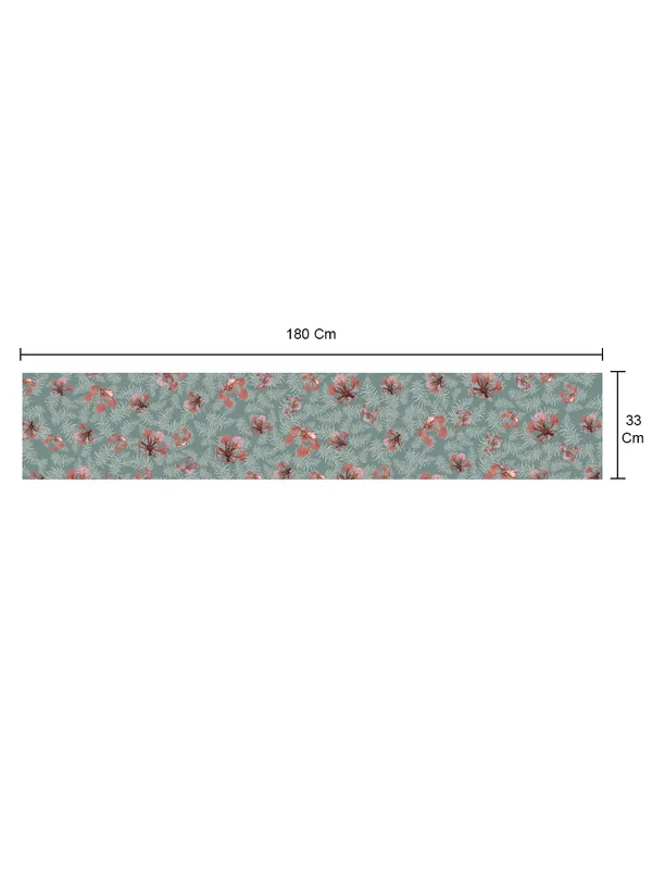 Green_100%_Cotton_Printed_Table_Runner_70In_X_13In_Poinciana_Teal_Collection_Soft_Durable_Breathable_Nature-Inspi_Design_Elegant_Machine_Washable_Stylish