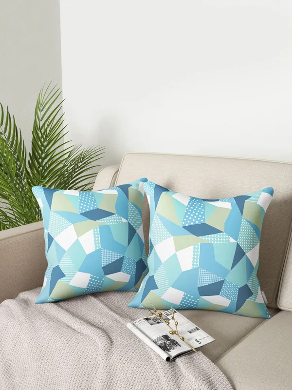 Green_Soft_Comfort_Cushion_Covers_Set,_Origami_100_Percent_Cotton_2_Cushion_Covers_16X16_Inch