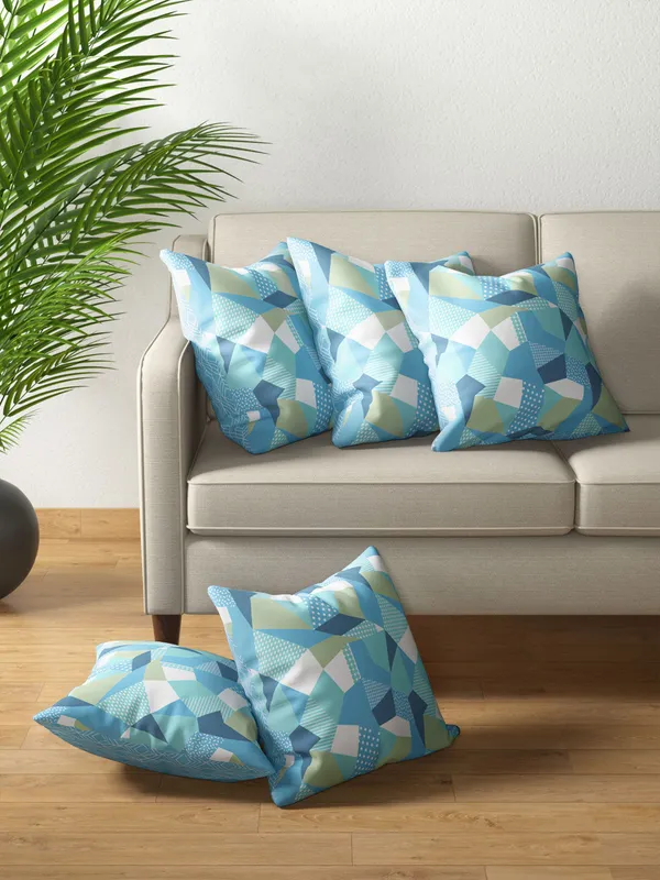 Green_Soft_Comfort_Cushion_Covers_Set,_Origami_Collection_100_Percent_Cotton_5_Cushion_Covers_16X16_Inch
