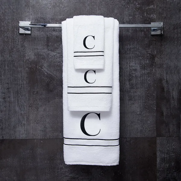 White_Monogrammed_Initial_C_Ultralux_Cotton_Bath_Hand_Face_Towels_Soft_Plush_Quick_Dry_Towels_For_Bathroom_Hotel_Spa_Gym_Personalized_Towel_Set_Gifting