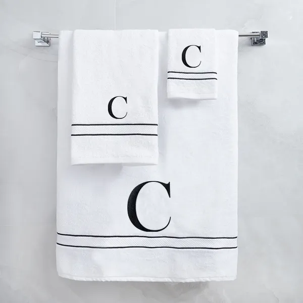 White_Monogrammed_Initial_C_Ultralux_Cotton_Bath_Hand_Face_Towels_Soft_Plush_Quick_Dry_Towels_For_Bathroom_Hotel_Spa_Gym_Personalized_Towel_Set_Gifting