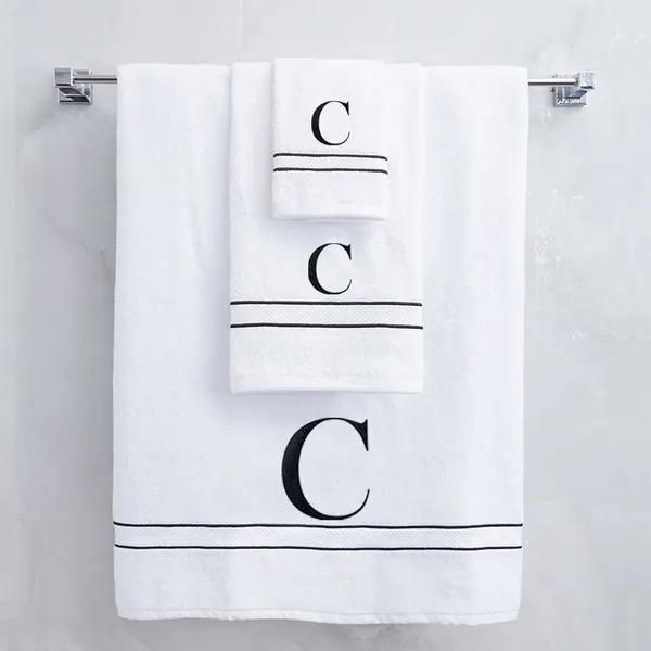 White_Monogrammed_Initial_C_Ultralux_Cotton_Bath_Hand_Face_Towels_Soft_Plush_Quick_Dry_Towels_For_Bathroom_Hotel_Spa_Gym_Personalized_Towel_Set_Gifting