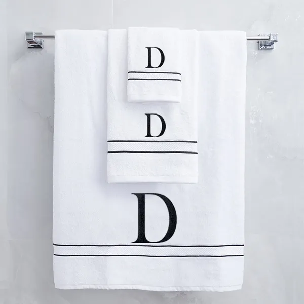 White_Monogrammed_Initial_D_Ultralux_Cotton_Bath_Hand_Face_Towels_Soft_Absorbent_Quick_Dry_Towels_For_Bathroom_Spa_Hotel_Gym_Personalized_Luxury_Towel_Set