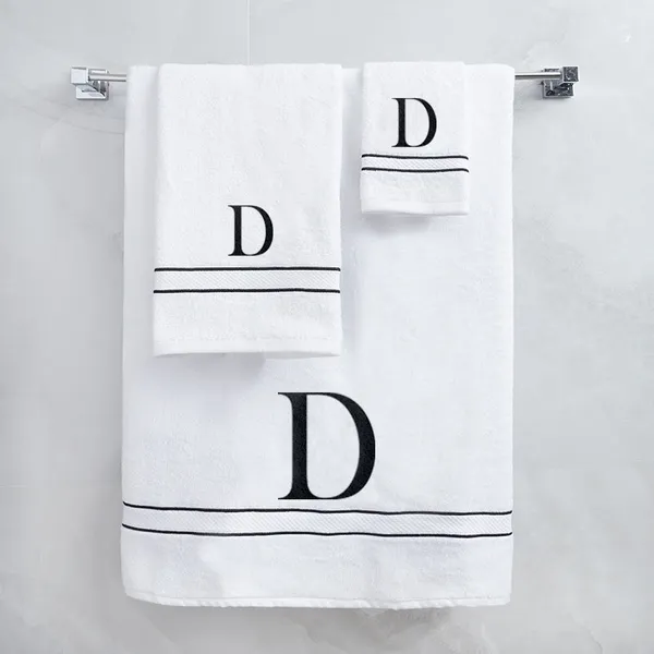 White_Monogrammed_Initial_D_Ultralux_Cotton_Bath_Hand_Face_Towels_Soft_Absorbent_Quick_Dry_Towels_For_Bathroom_Spa_Hotel_Gym_Personalized_Luxury_Towel_Set