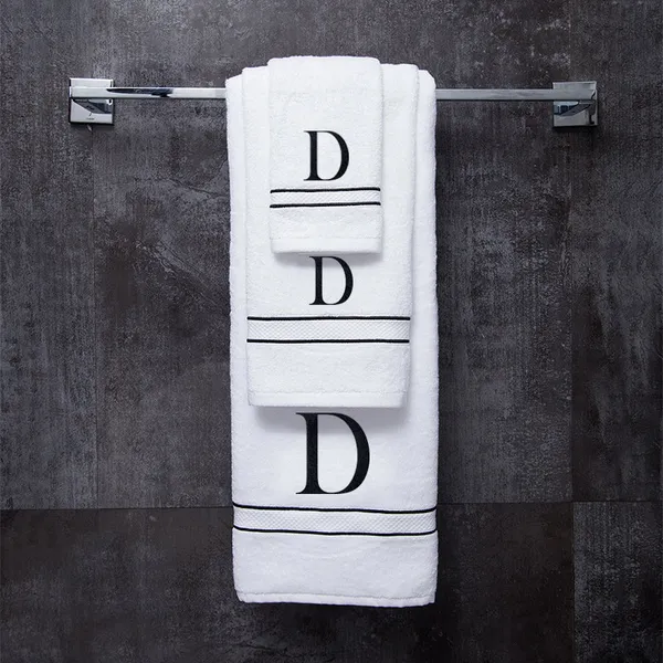 White_Monogrammed_Initial_D_Ultralux_Cotton_Bath_Hand_Face_Towels_Soft_Absorbent_Quick_Dry_Towels_For_Bathroom_Spa_Hotel_Gym_Personalized_Luxury_Towel_Set