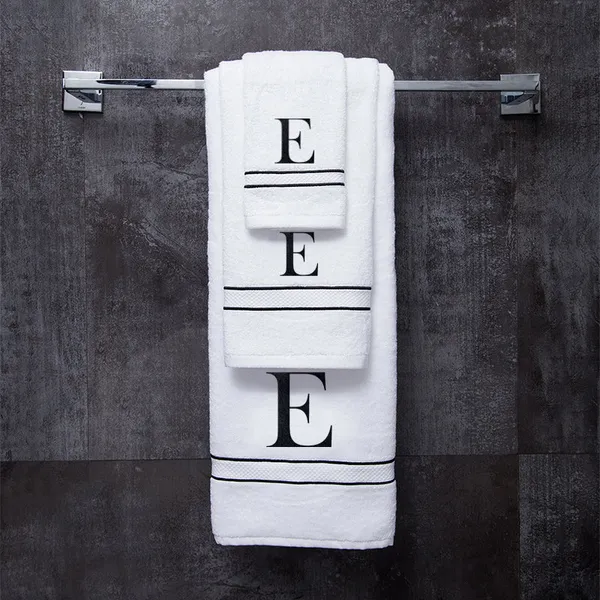 White_Monogrammed_Initial_E_Ultralux_Cotton_Bath_Hand_Face_Towels_Soft_Absorbent_Quick_Dry_Towels_For_Bathroom_Spa_Hotel_Gym_Personalized_Cotton_Towel_Set