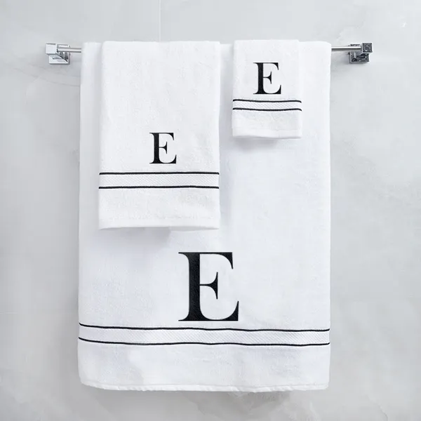 White_Monogrammed_Initial_E_Ultralux_Cotton_Bath_Hand_Face_Towels_Soft_Absorbent_Quick_Dry_Towels_For_Bathroom_Spa_Hotel_Gym_Personalized_Cotton_Towel_Set