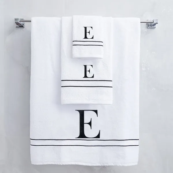 White_Monogrammed_Initial_E_Ultralux_Cotton_Bath_Hand_Face_Towels_Soft_Absorbent_Quick_Dry_Towels_For_Bathroom_Spa_Hotel_Gym_Personalized_Cotton_Towel_Set