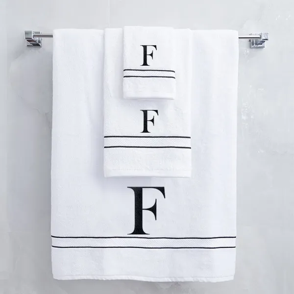 White_Monogrammed_Initial_F_Ultralux_Cotton_Bath_Hand_Face_Towels_Soft_Quick_Dry_Absorbent_Towels_For_Bathroom_Spa_Hotel_Gym_Personalized_Towel