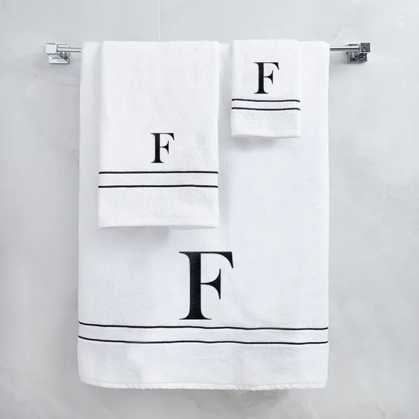 White_Monogrammed_Initial_F_Ultralux_Cotton_Bath_Hand_Face_Towels_Soft_Quick_Dry_Absorbent_Towels_For_Bathroom_Spa_Hotel_Gym_Personalized_Towel