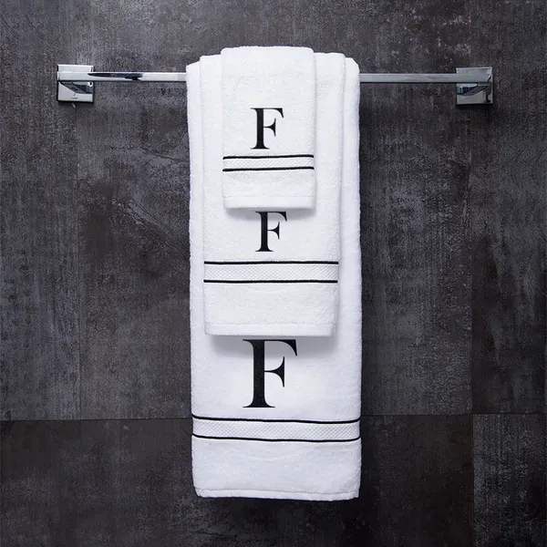 White_Monogrammed_Initial_F_Ultralux_Cotton_Bath_Hand_Face_Towels_Soft_Quick_Dry_Absorbent_Towels_For_Bathroom_Spa_Hotel_Gym_Personalized_Towel