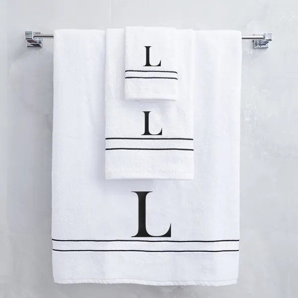 White_Monogrammed_Initial_L_Ultralux_Cotton_Bath_Hand_Face_Towels_Soft_Absorbent_Quick_Dry_Towels_For_Bathroom_Spa_Hotel_Gym_Personalized_Towel_Set