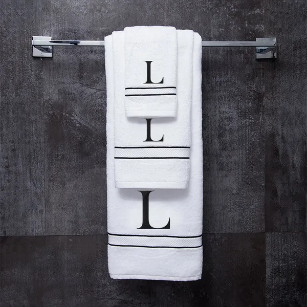White_Monogrammed_Initial_L_Ultralux_Cotton_Bath_Hand_Face_Towels_Soft_Absorbent_Quick_Dry_Towels_For_Bathroom_Spa_Hotel_Gym_Personalized_Towel_Set