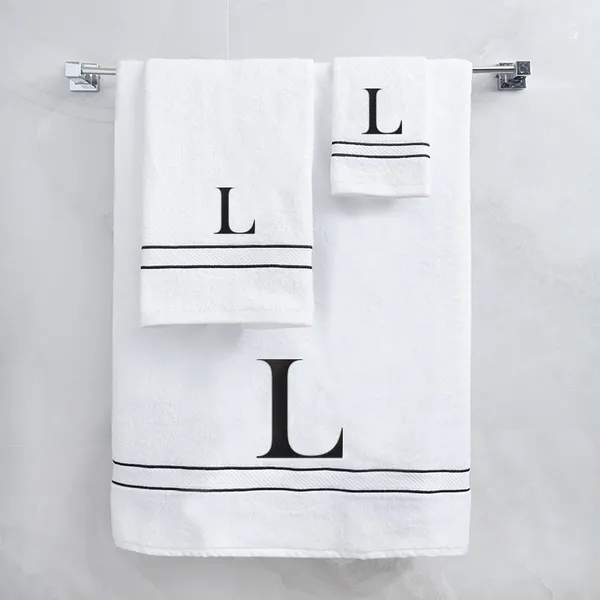 White_Monogrammed_Initial_L_Ultralux_Cotton_Bath_Hand_Face_Towels_Soft_Absorbent_Quick_Dry_Towels_For_Bathroom_Spa_Hotel_Gym_Personalized_Towel_Set